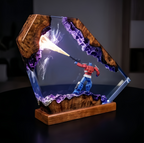 Transformers Optimus Prime LED Resin Wood Lamp - Custom Robot Diorama Night Light