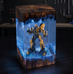 Transformers Bumblebee LED Resin Wood Lamp - Custom Robot Diorama Night Light