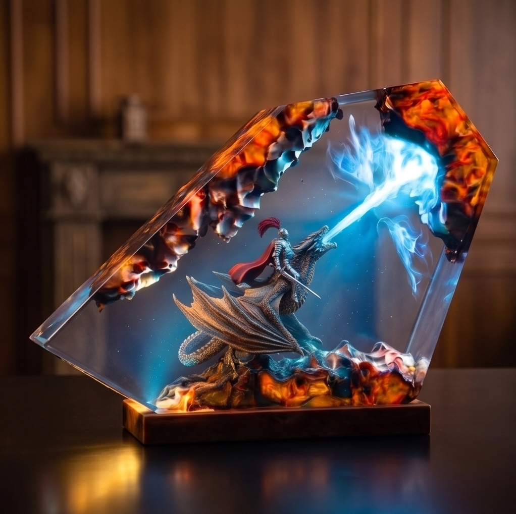 Dragon knight Resin Lamp,Handmade gift