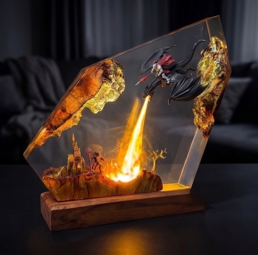 Dragon knight Resin Lamp,Handmade gift