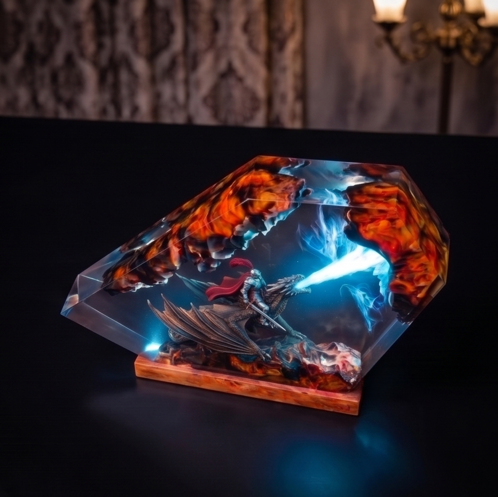Dragon knight Resin Lamp,Handmade gift