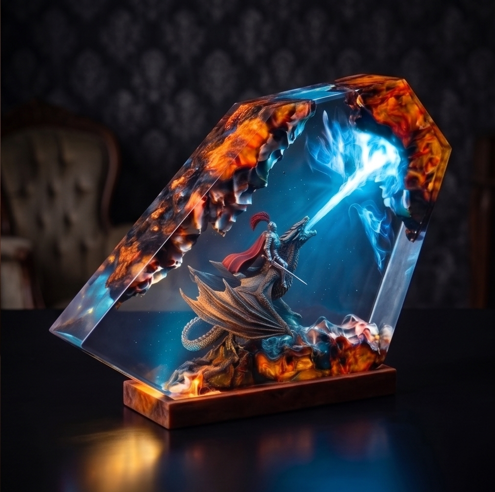 Dragon knight Resin Lamp,Handmade gift