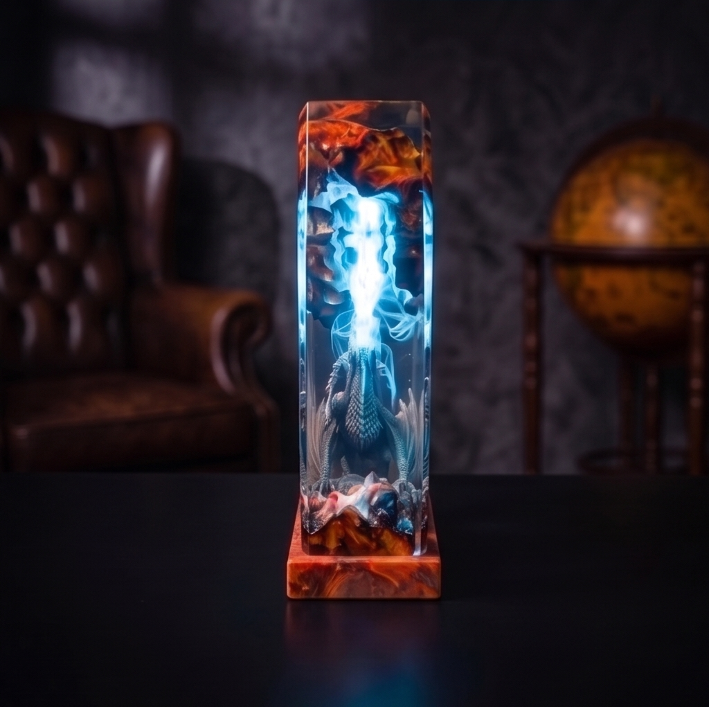 Dragon knight Resin Lamp,Handmade gift