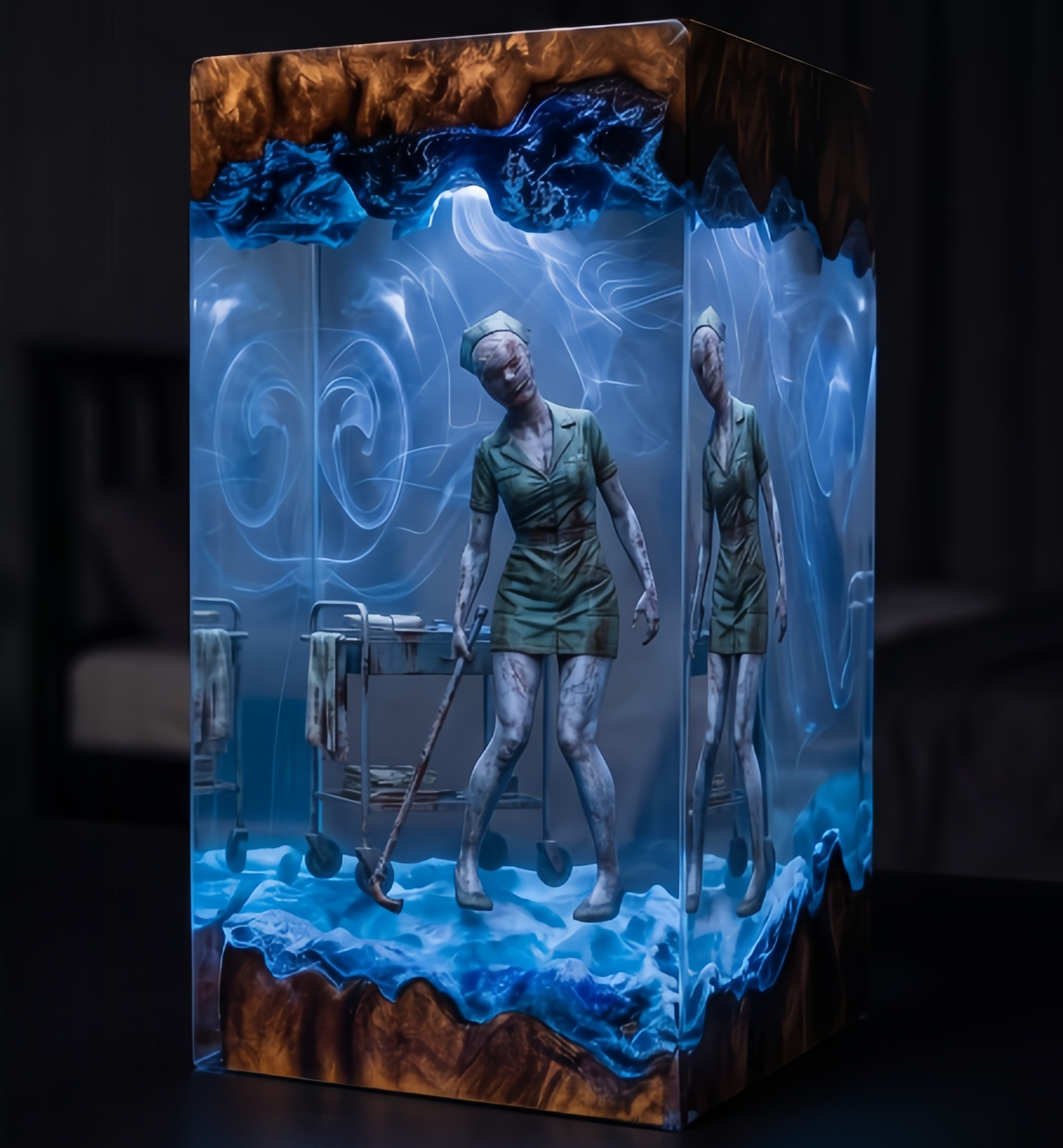 Silent Hill Pyramid Head Resin Lamp  Red Pyramid Thing & Bubble Head Nurse Night Light | Horror Diorama Desk Decor James Sunderland Fan Gift