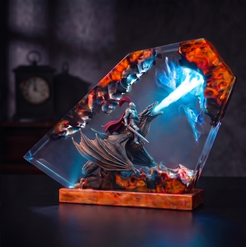 Dragon knight Resin Lamp,Handmade gift