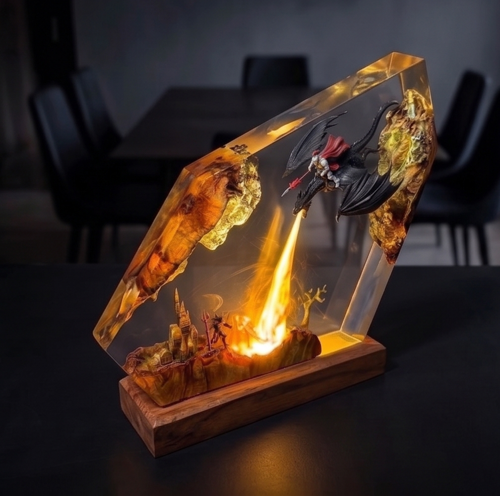 Dragon knight Resin Lamp,Handmade gift