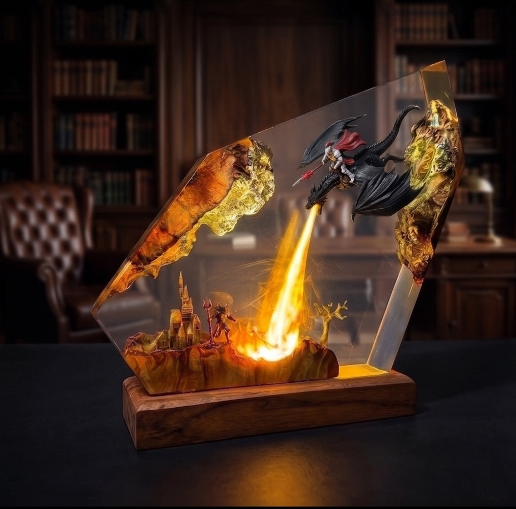 Dragon knight Resin Lamp,Handmade gift