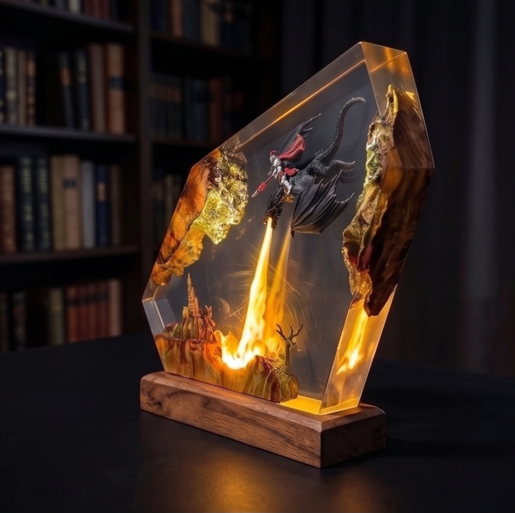 Dragon knight Resin Lamp,Handmade gift