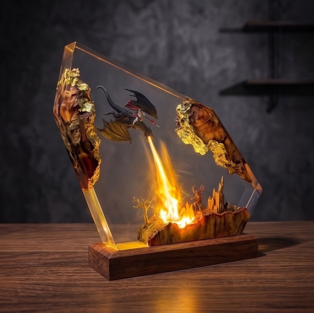 Dragon knight Resin Lamp,Handmade gift
