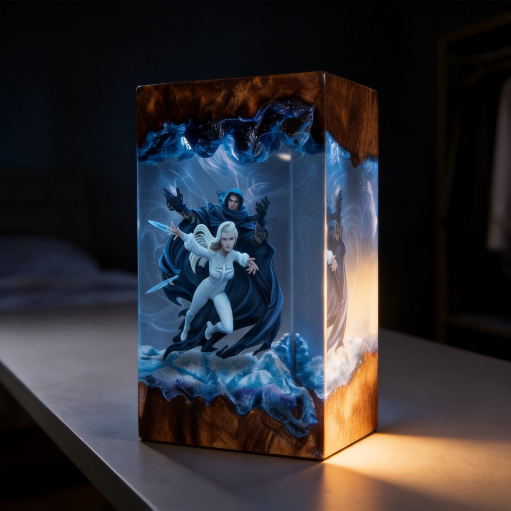 Handcrafted  Cloak & Dagger Resin Lamp - Marvel Rivals Fan Gift -  Night Light - Unique Superhero Decor - Saros Art
