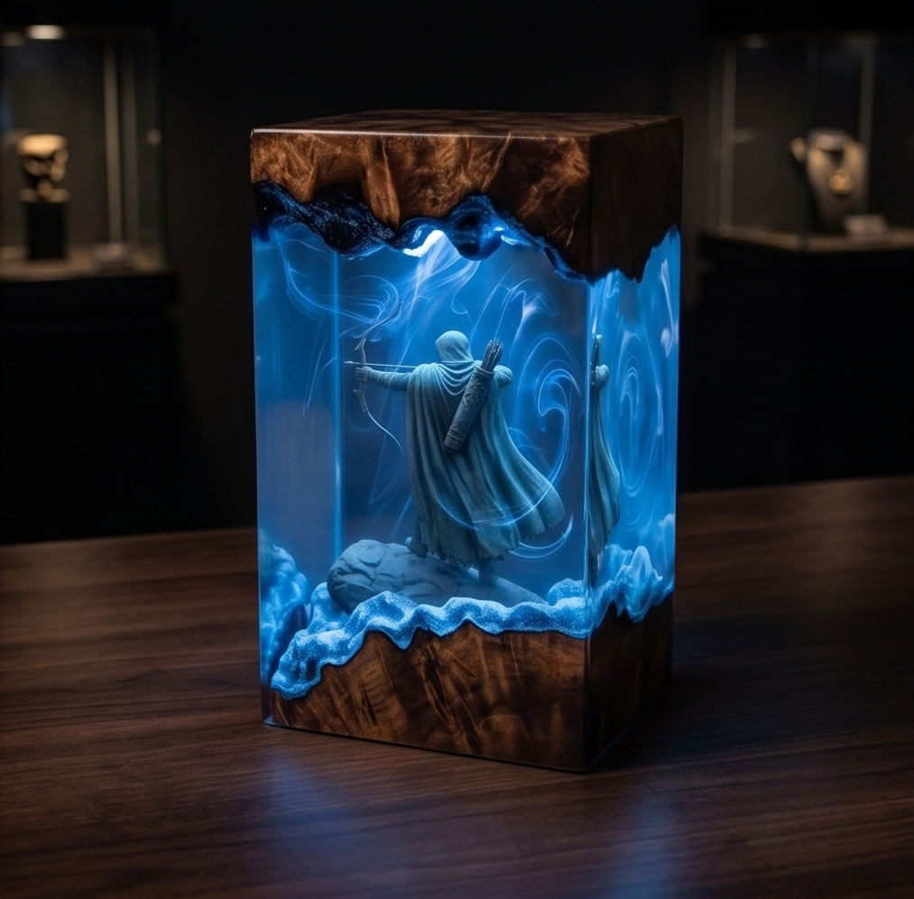 The Primal Hunter Resin Lamp Handmade The Primal Hunter Resin Lamp LitRPG Diorama Light for Gamers & Readers