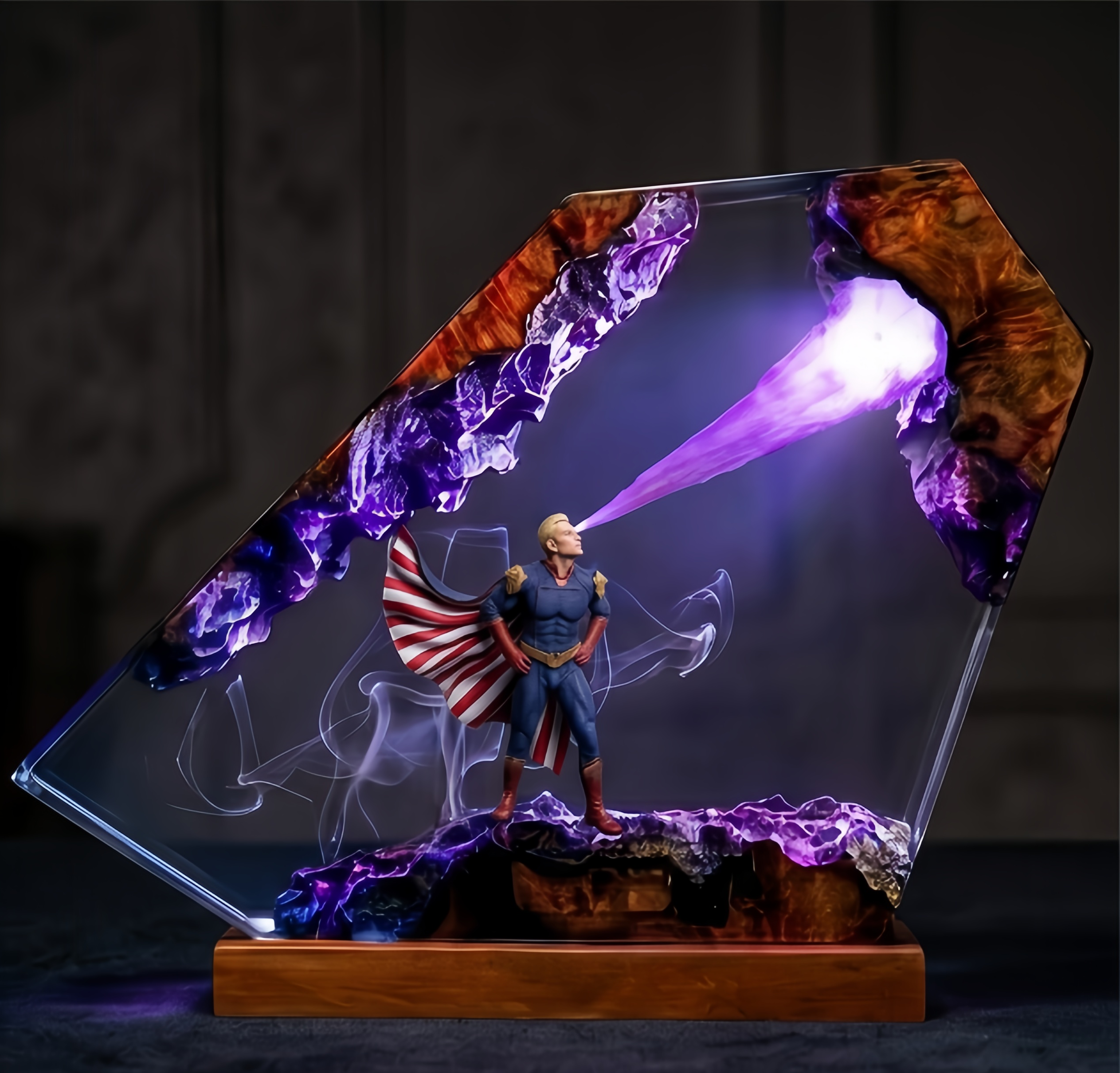 The Boys,Homelander resin lamp,Handmade Wood Epoxy Night Light,Gaming Room Decor