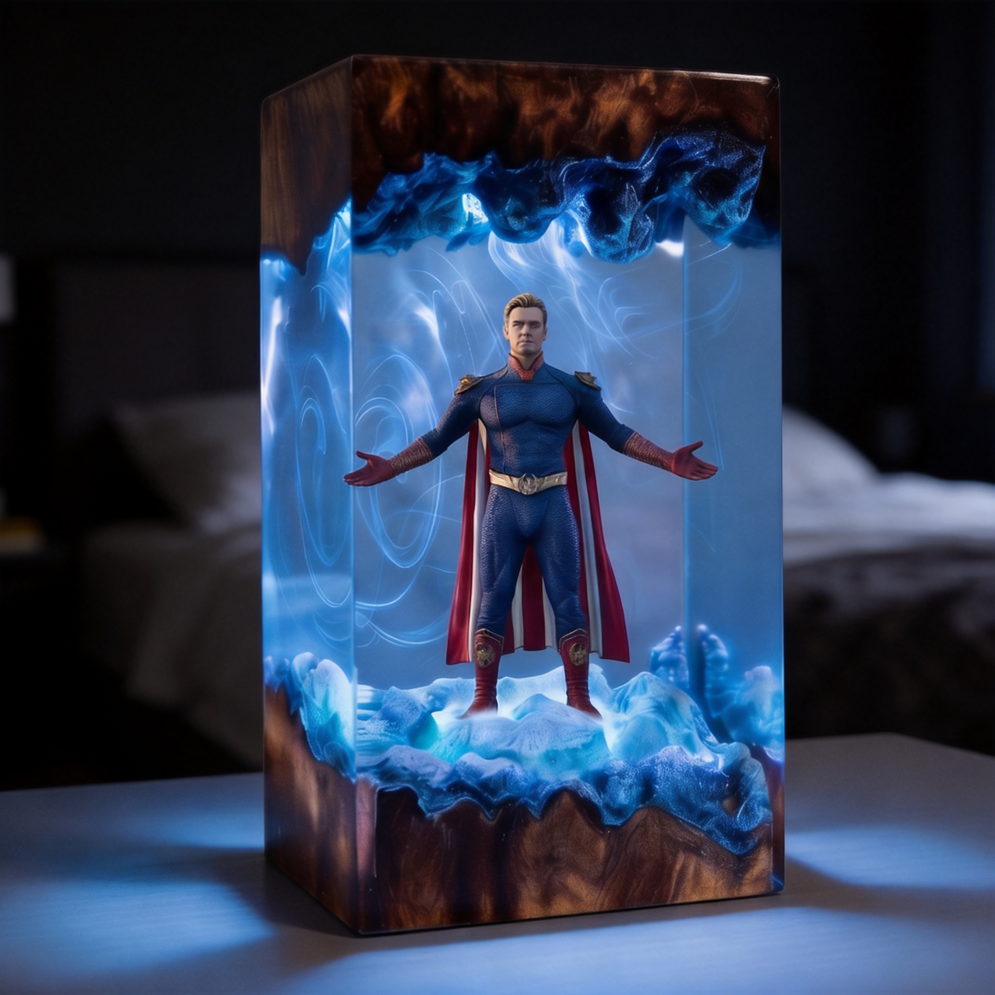 The Boys,Homelander resin lamp,Handmade Wood Epoxy Night Light,Gaming Room Decor