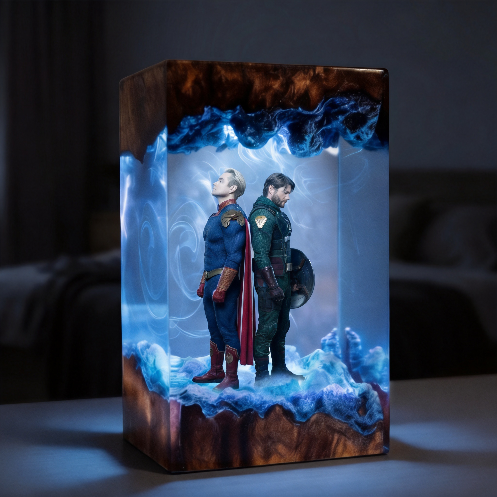 The Boys,Homelander resin lamp,Handmade Wood Epoxy Night Light,Gaming Room Decor