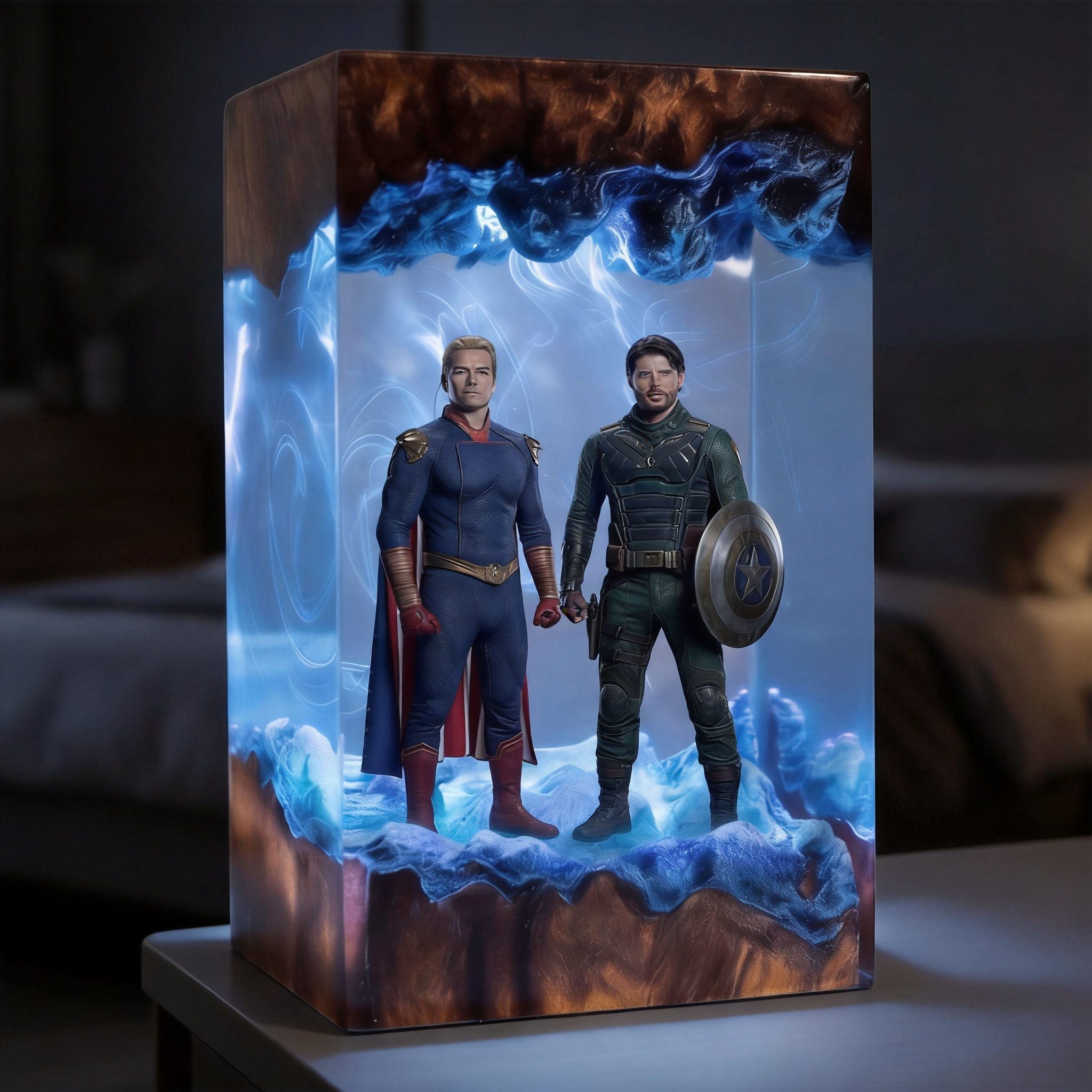 The Boys,Homelander resin lamp,Handmade Wood Epoxy Night Light,Gaming Room Decor