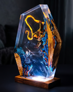 Dark Fantasy Resin Lamp, Handcrafted Fantasy Night Light with Epic Battle Scene