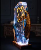 Dark Fantasy Resin Lamp, Handcrafted Fantasy Night Light with Epic Battle Scene