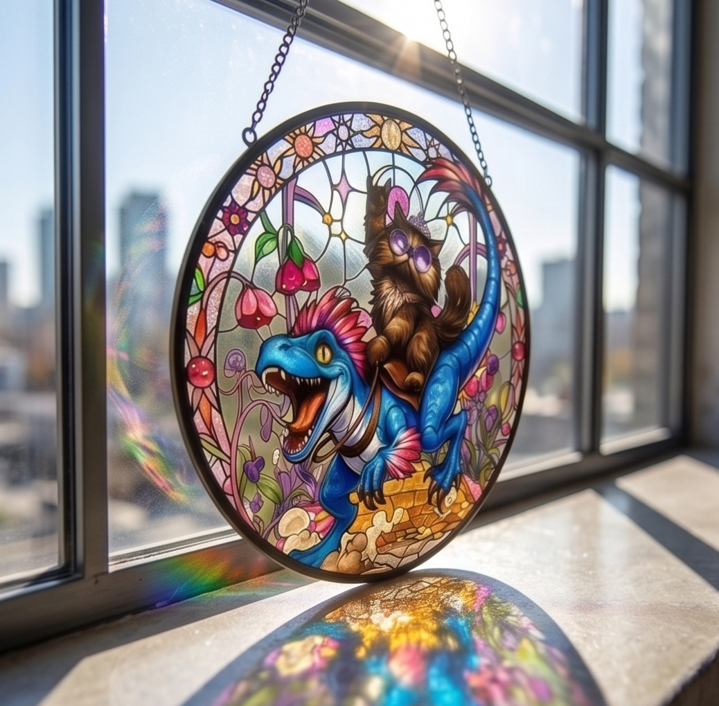 Princess Donut And Mongo Stained Glass Suncatcher