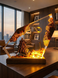 Dark Fantasy Resin Lamp, Handcrafted Fantasy Night Light with Epic Battle Scene