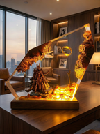 Dark Fantasy Resin Lamp, Handcrafted Fantasy Night Light with Epic Battle Scene