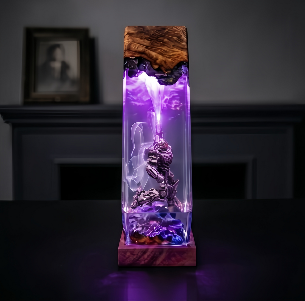 Transformers Megatron LED Resin Wood Lamp Custom Robot Diorama Night Light