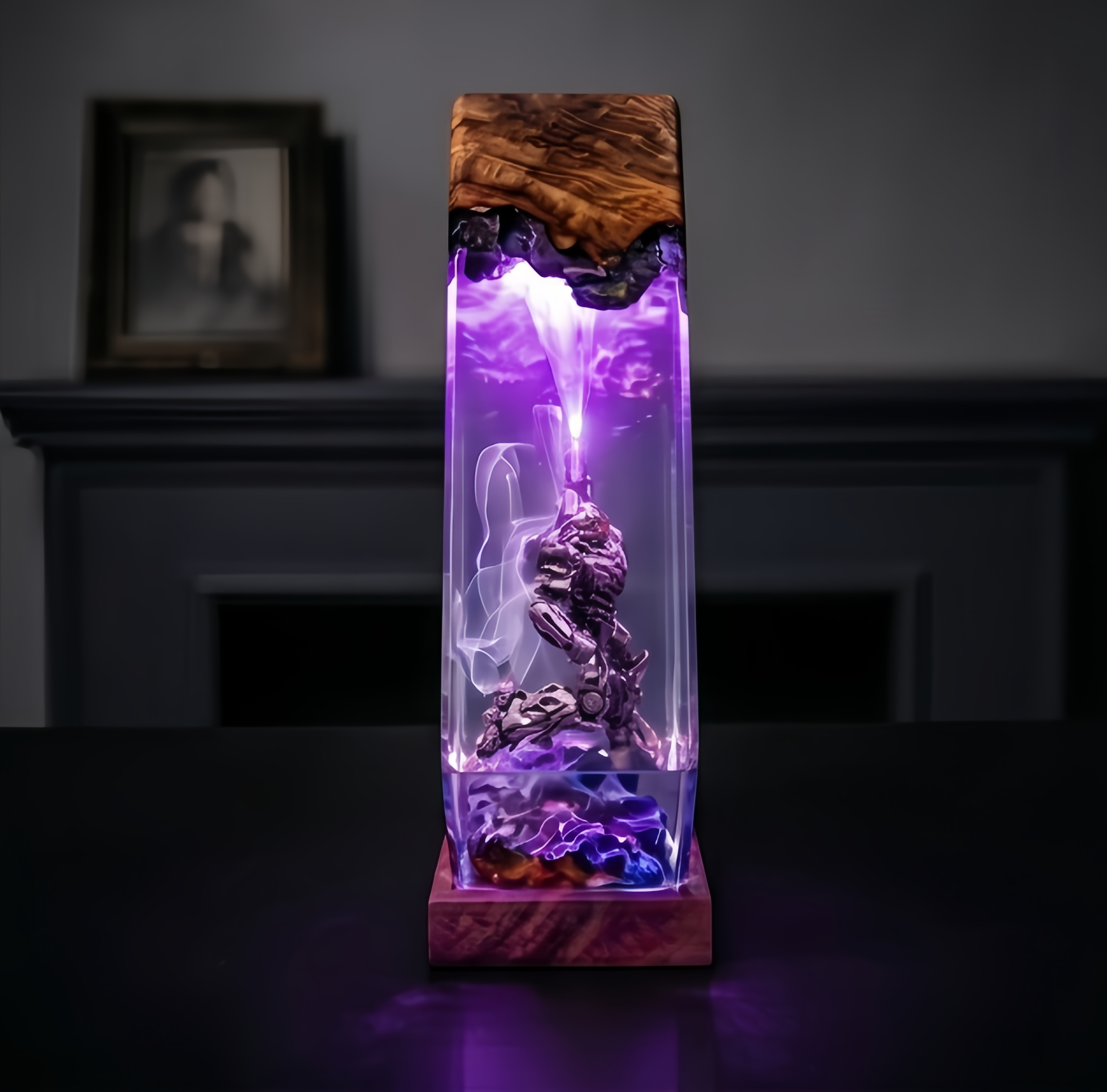 Transformers Megatron LED Resin Wood Lamp Custom Robot Diorama Night Light