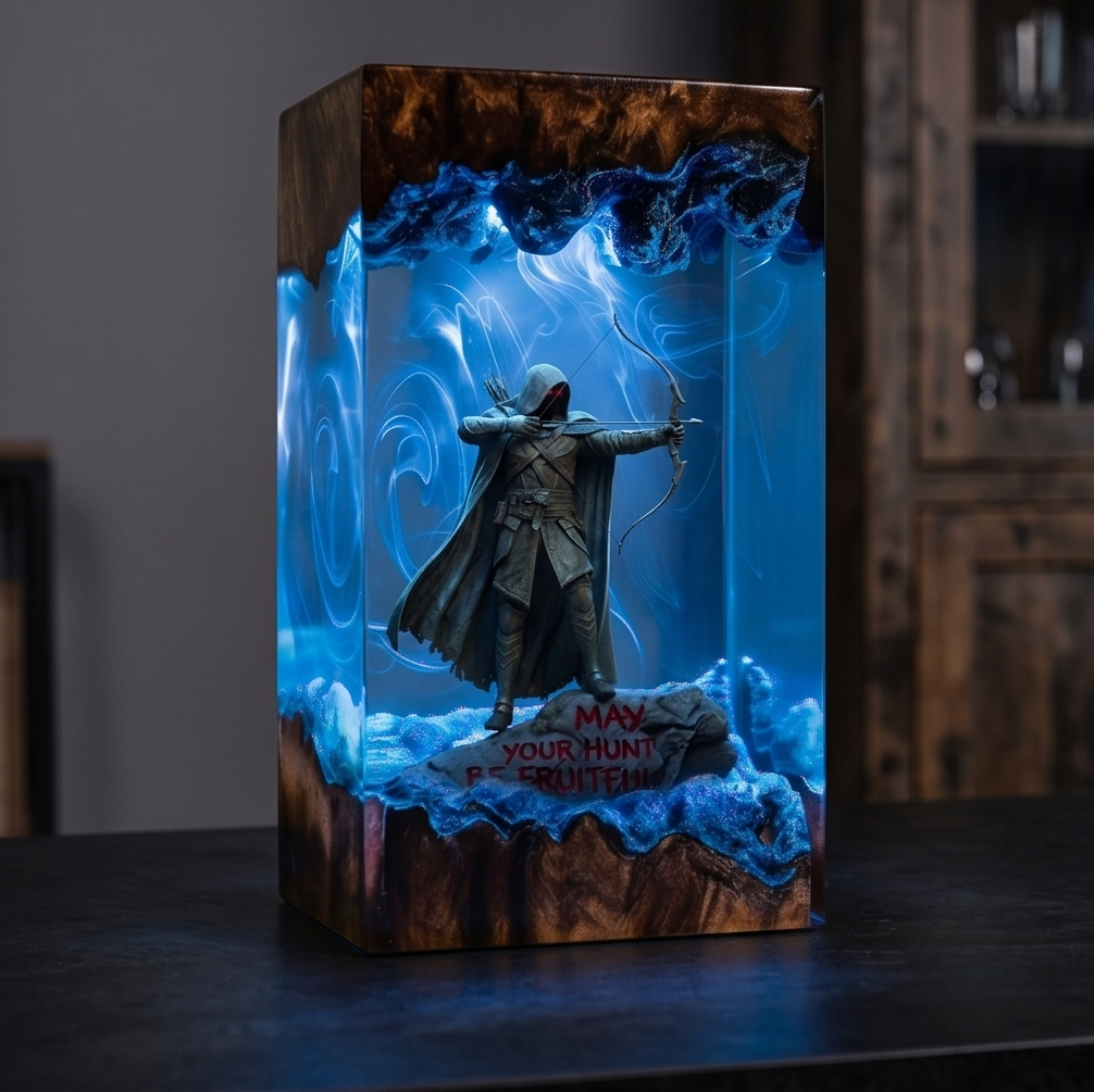 The Primal Hunter Resin Lamp Handmade The Primal Hunter Resin Lamp LitRPG Diorama Light for Gamers & Readers