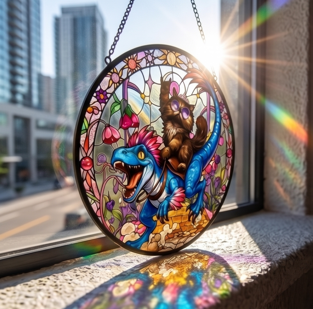 Princess Donut And Mongo Stained Glass Suncatcher