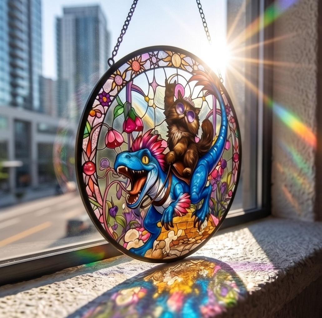 Princess Donut And Mongo Stained Glass Suncatcher