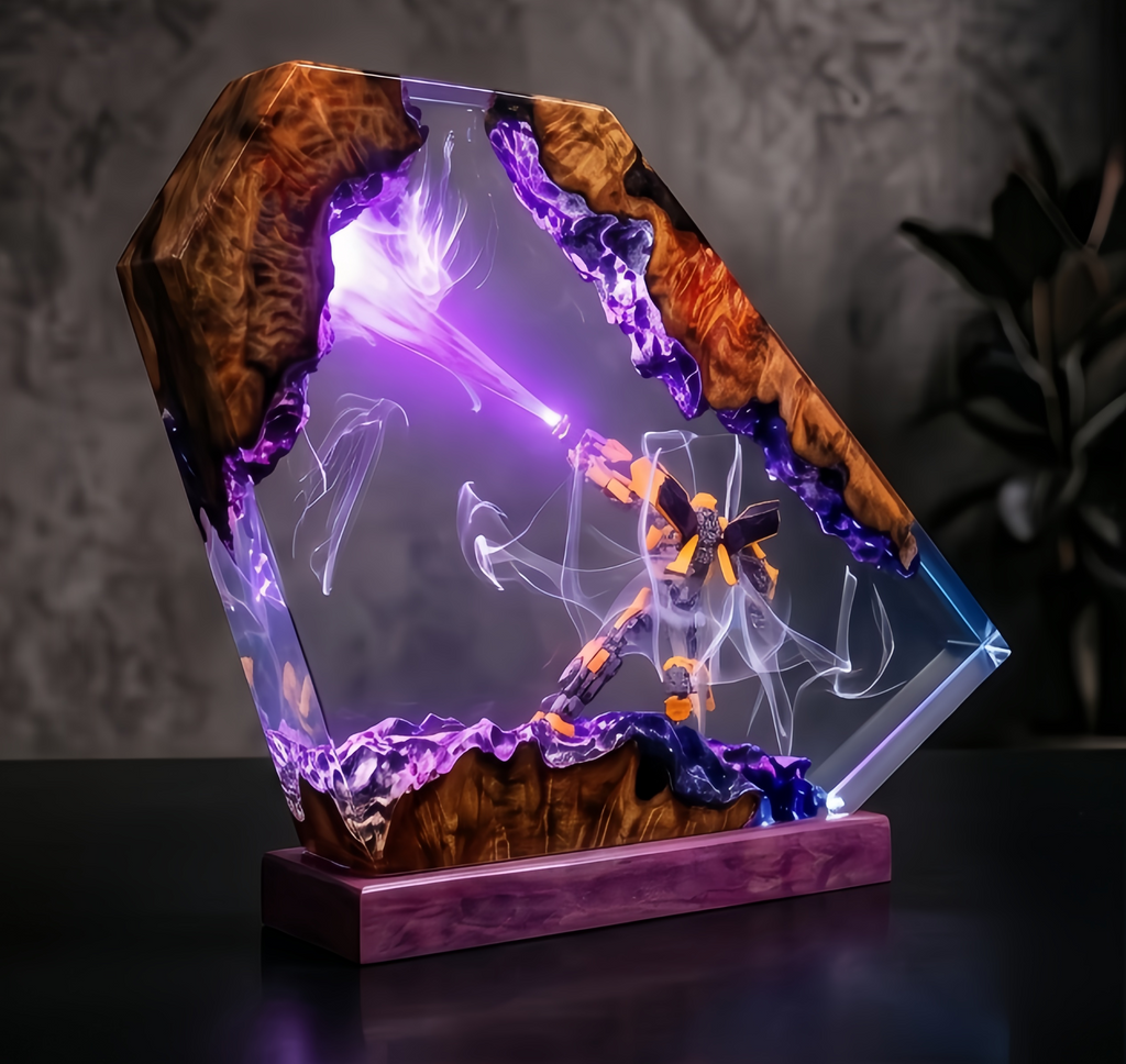 Transformers Bumblebee  LED Resin Wood Lamp Custom Robot Diorama Night Light