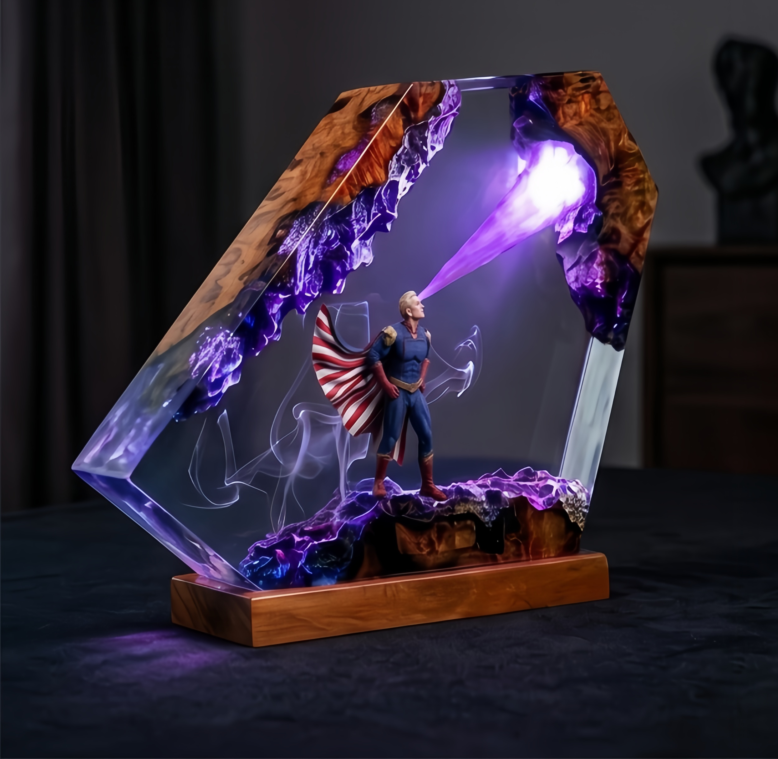 The Boys,Homelander resin lamp,Handmade Wood Epoxy Night Light,Gaming Room Decor