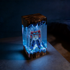 Transformers Optimus Prime LED Resin Wood Lamp - Custom Robot Diorama Night Light