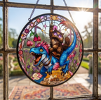 Princess Donut And Mongo Stained Glass Suncatcher