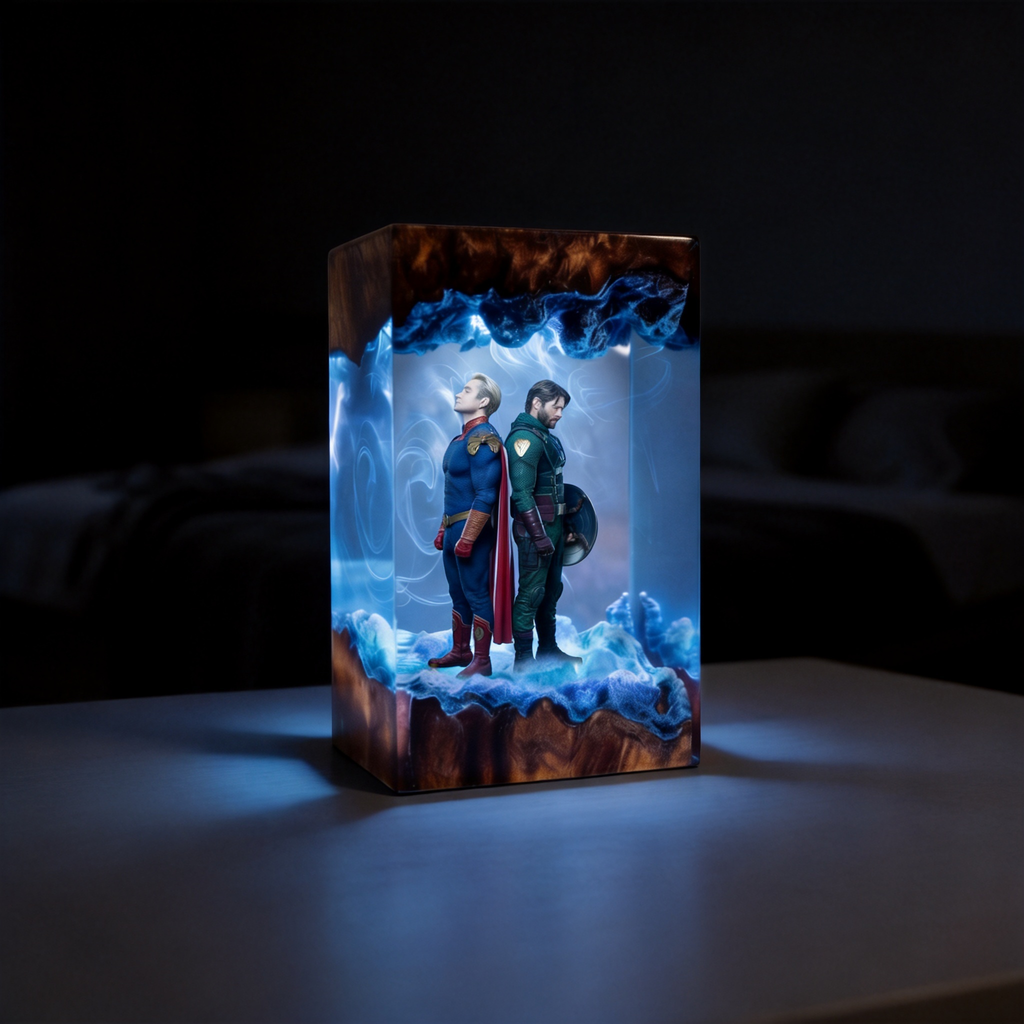 The Boys,Homelander resin lamp,Handmade Wood Epoxy Night Light,Gaming Room Decor