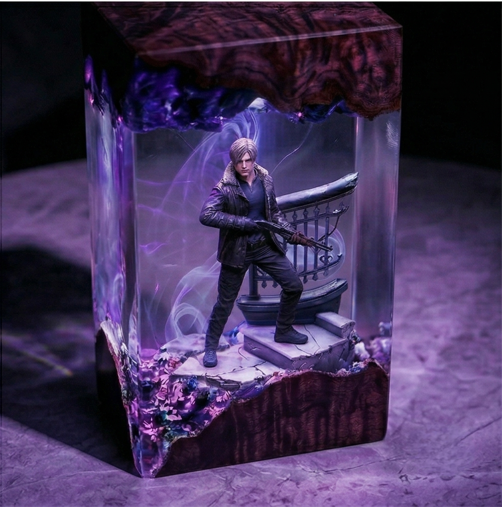 Resident Evil 9 Requiem Resin Lamp, Leon S. Kennedy Diorama Light,  Night Light,  Handmade Game Decor, Gamer Boyfriend Gift