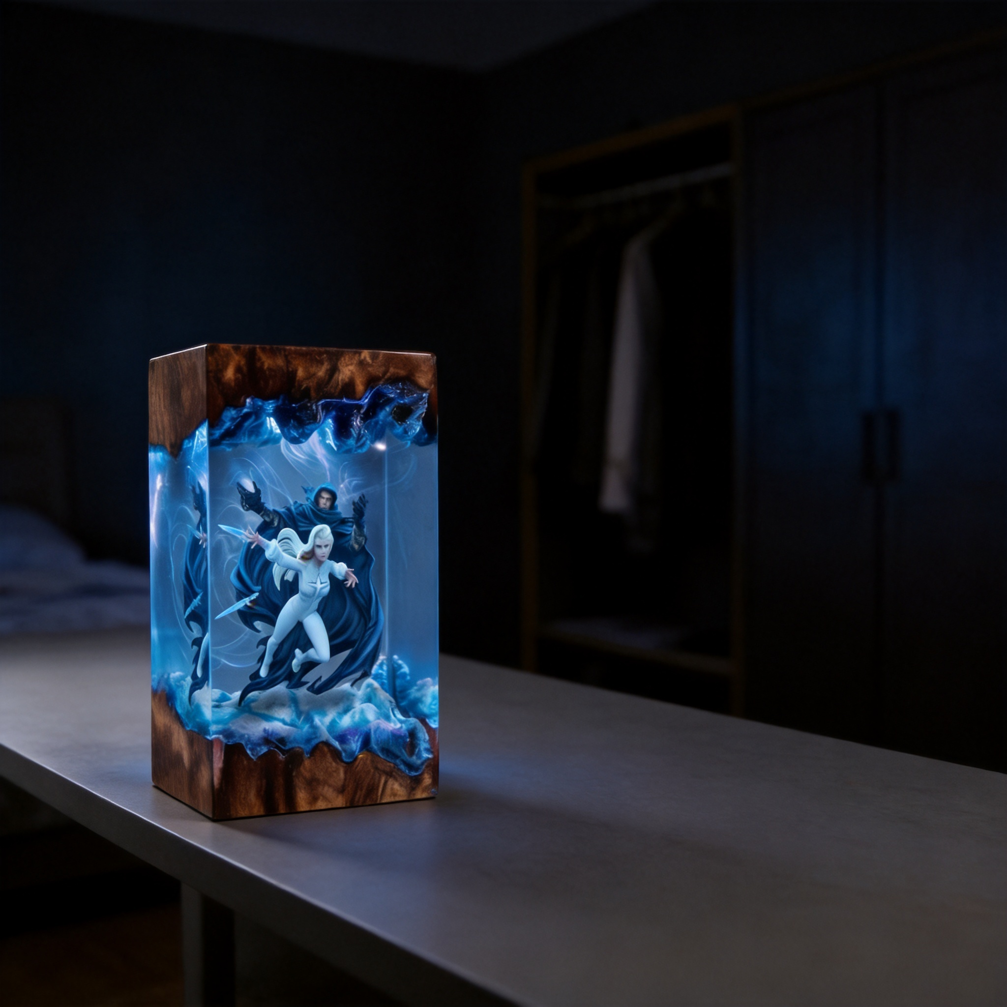 Handcrafted  Cloak & Dagger Resin Lamp - Marvel Rivals Fan Gift -  Night Light - Unique Superhero Decor - Saros Art