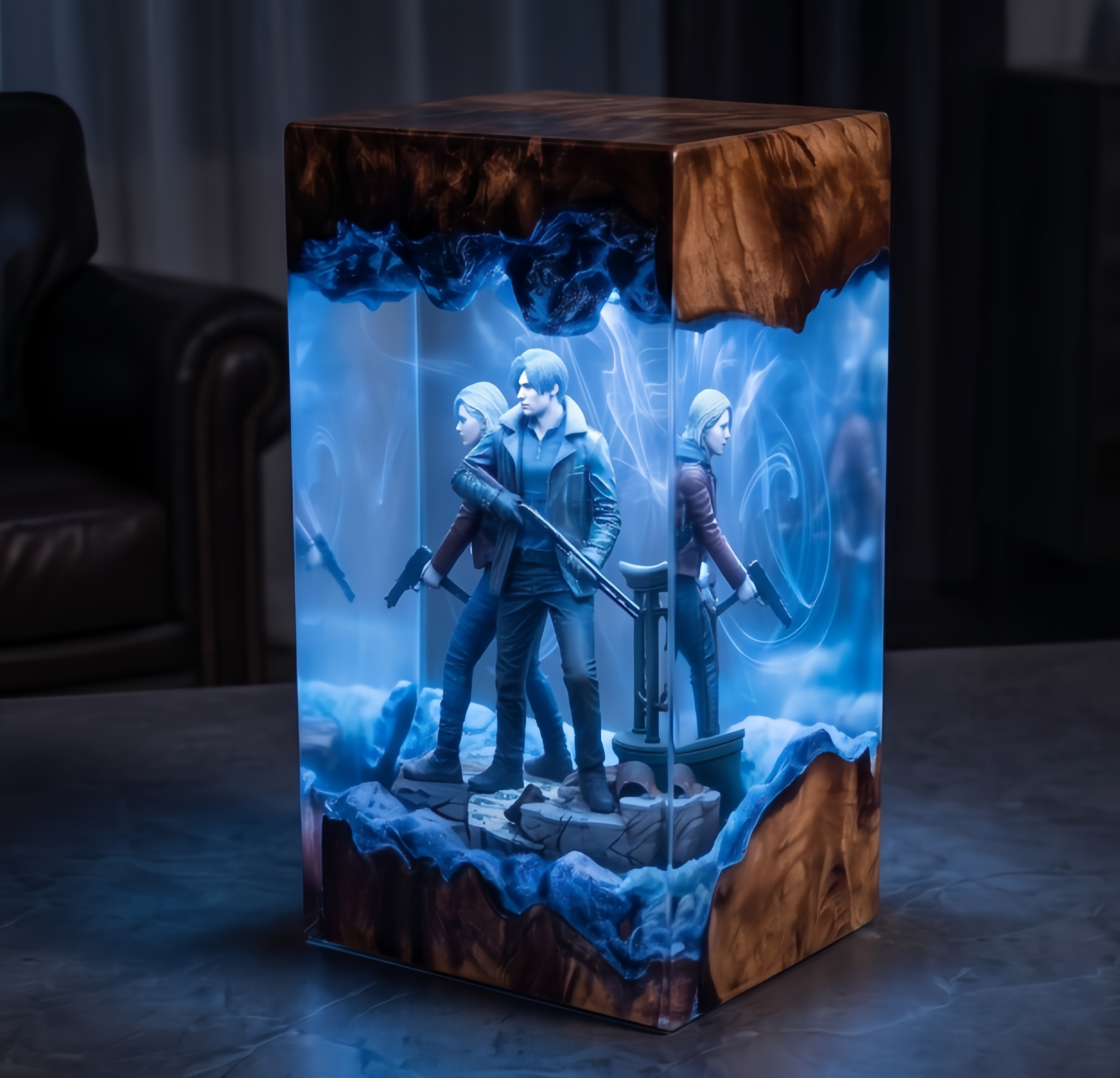 Resident Evil 9 "Requiem" - Leon Kennedy Resin Lamp，Handcrafted  gift