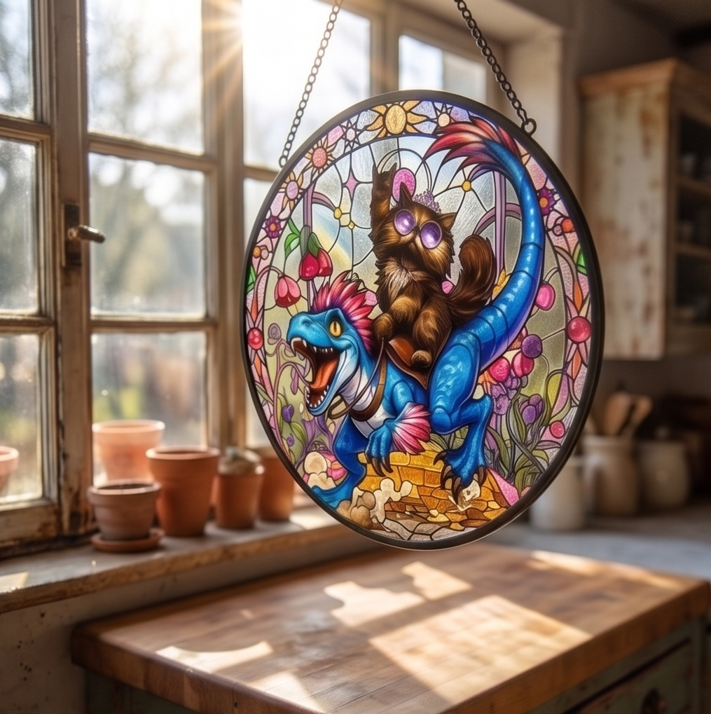 Princess Donut And Mongo Stained Glass Suncatcher