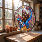 Princess Donut And Mongo Stained Glass Suncatcher