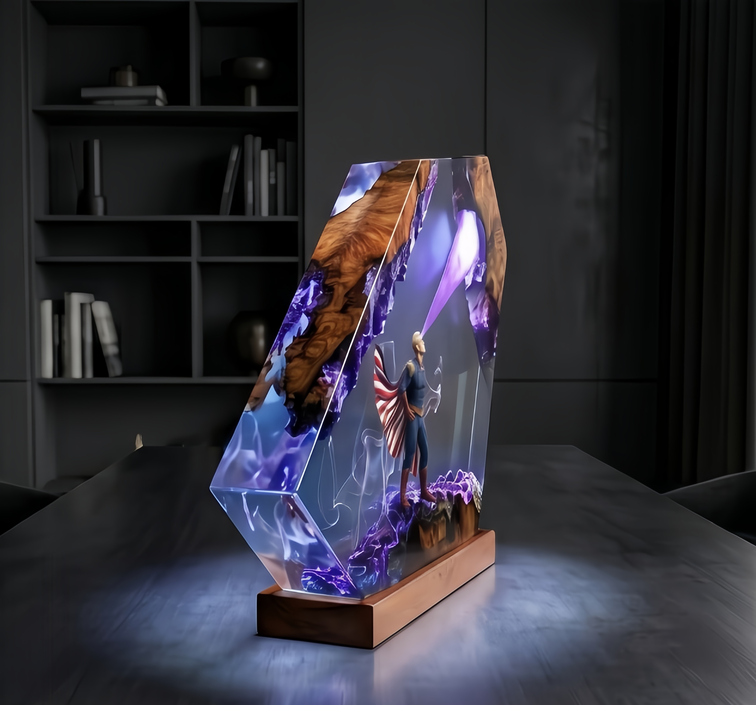 The Boys,Homelander resin lamp,Handmade Wood Epoxy Night Light,Gaming Room Decor