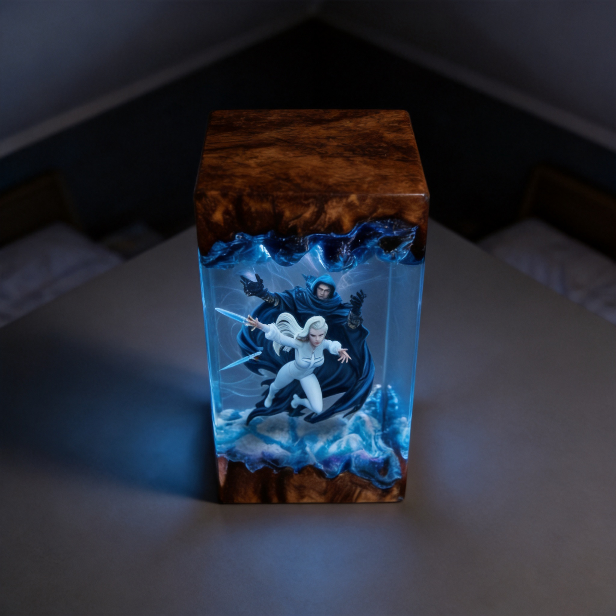 Handcrafted  Cloak & Dagger Resin Lamp - Marvel Rivals Fan Gift -  Night Light - Unique Superhero Decor - Saros Art