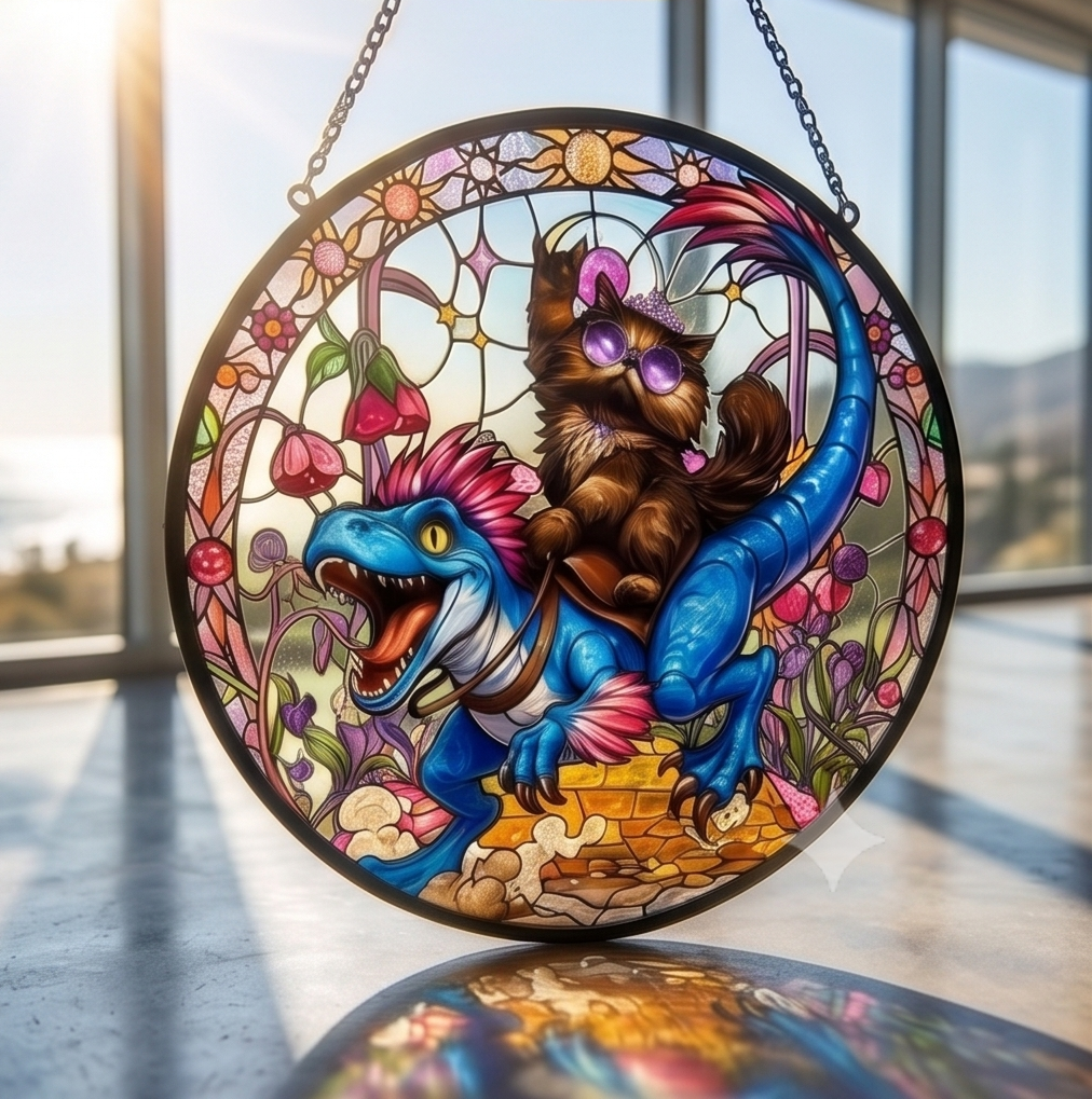 Princess Donut And Mongo Stained Glass Suncatcher