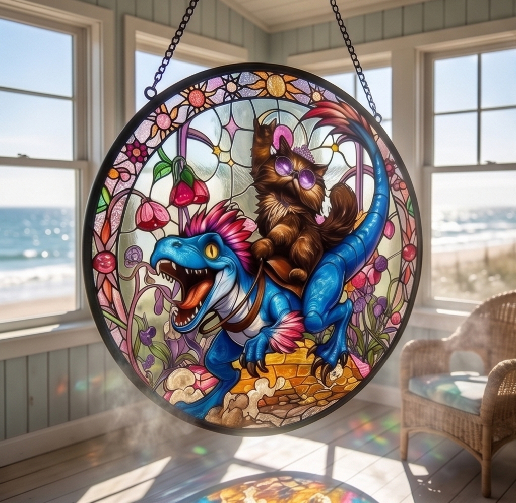 Princess Donut And Mongo Stained Glass Suncatcher