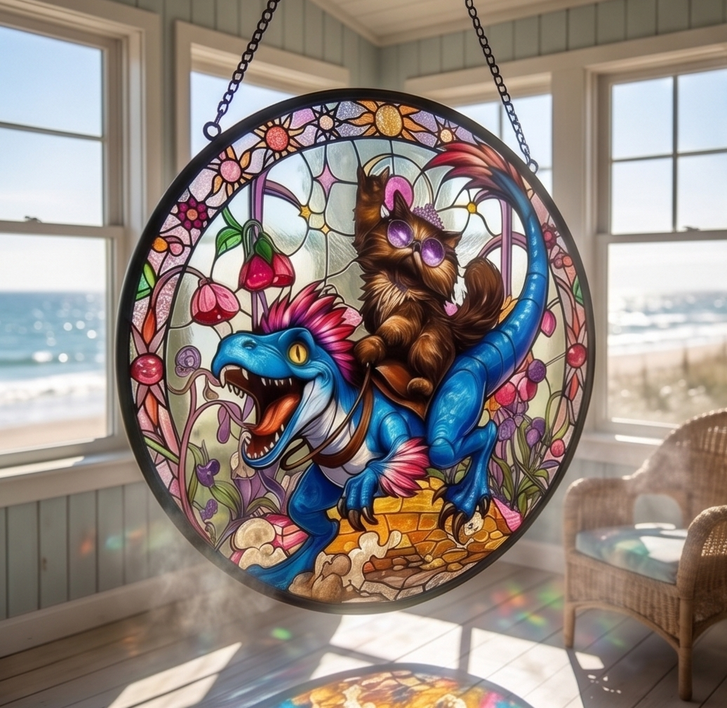 Princess Donut And Mongo Stained Glass Suncatcher