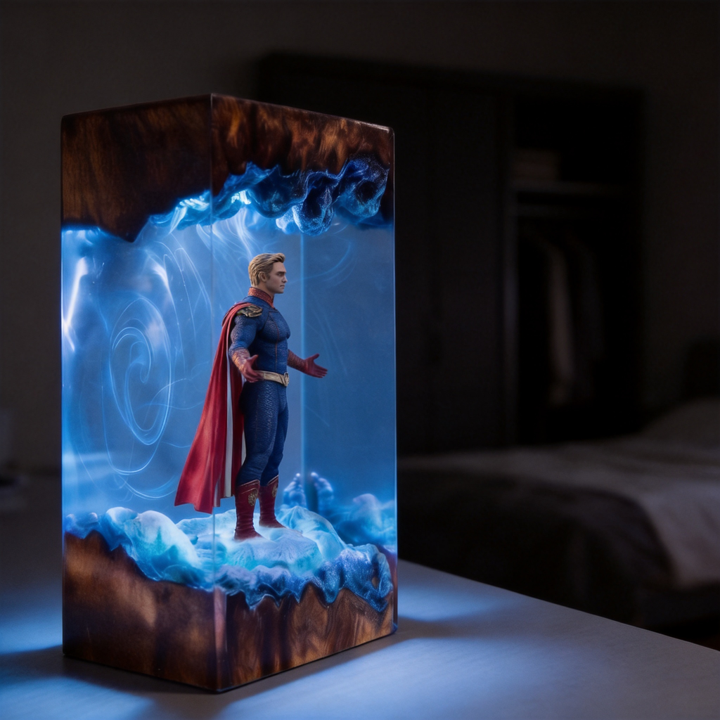 The Boys,Homelander resin lamp,Handmade Wood Epoxy Night Light,Gaming Room Decor