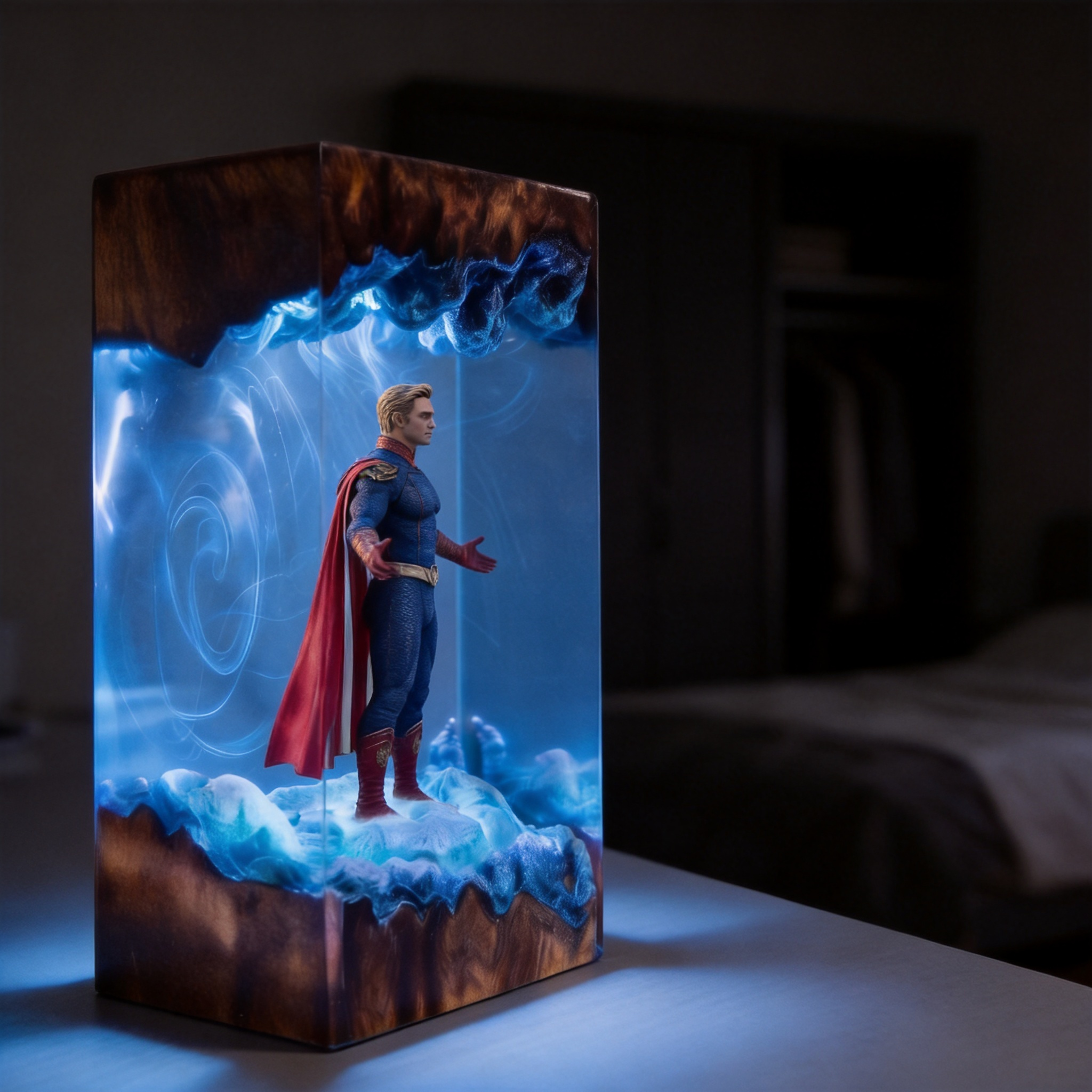 The Boys,Homelander resin lamp,Handmade Wood Epoxy Night Light,Gaming Room Decor