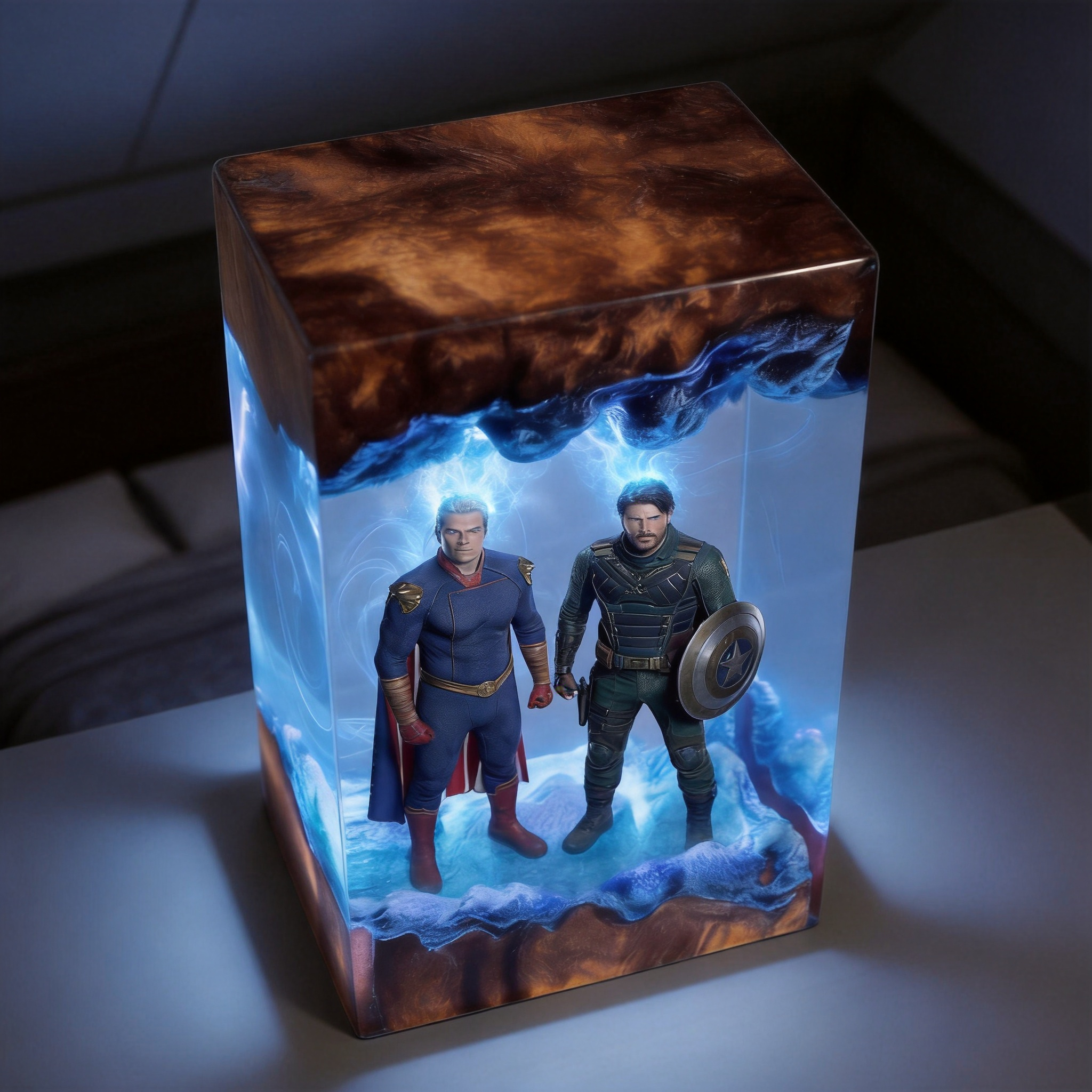 The Boys,Homelander resin lamp,Handmade Wood Epoxy Night Light,Gaming Room Decor