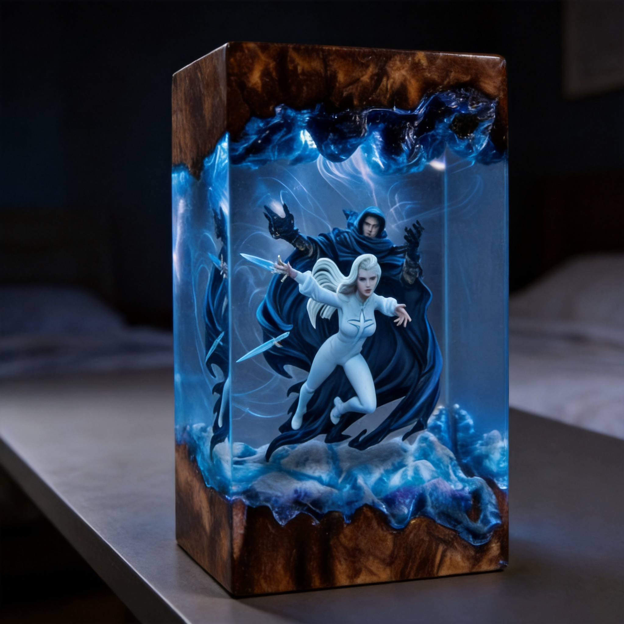 Handcrafted  Cloak & Dagger Resin Lamp - Marvel Rivals Fan Gift -  Night Light - Unique Superhero Decor - Saros Art