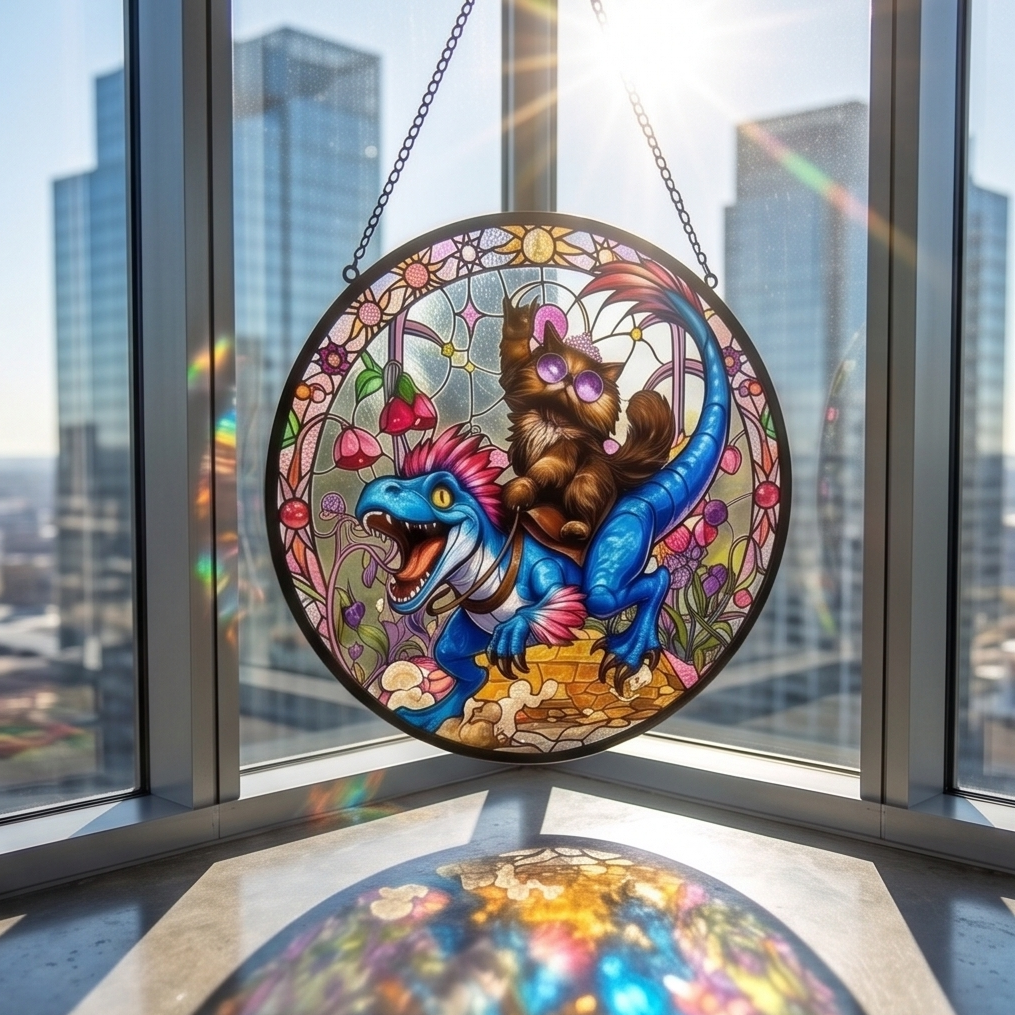 Princess Donut And Mongo Stained Glass Suncatcher