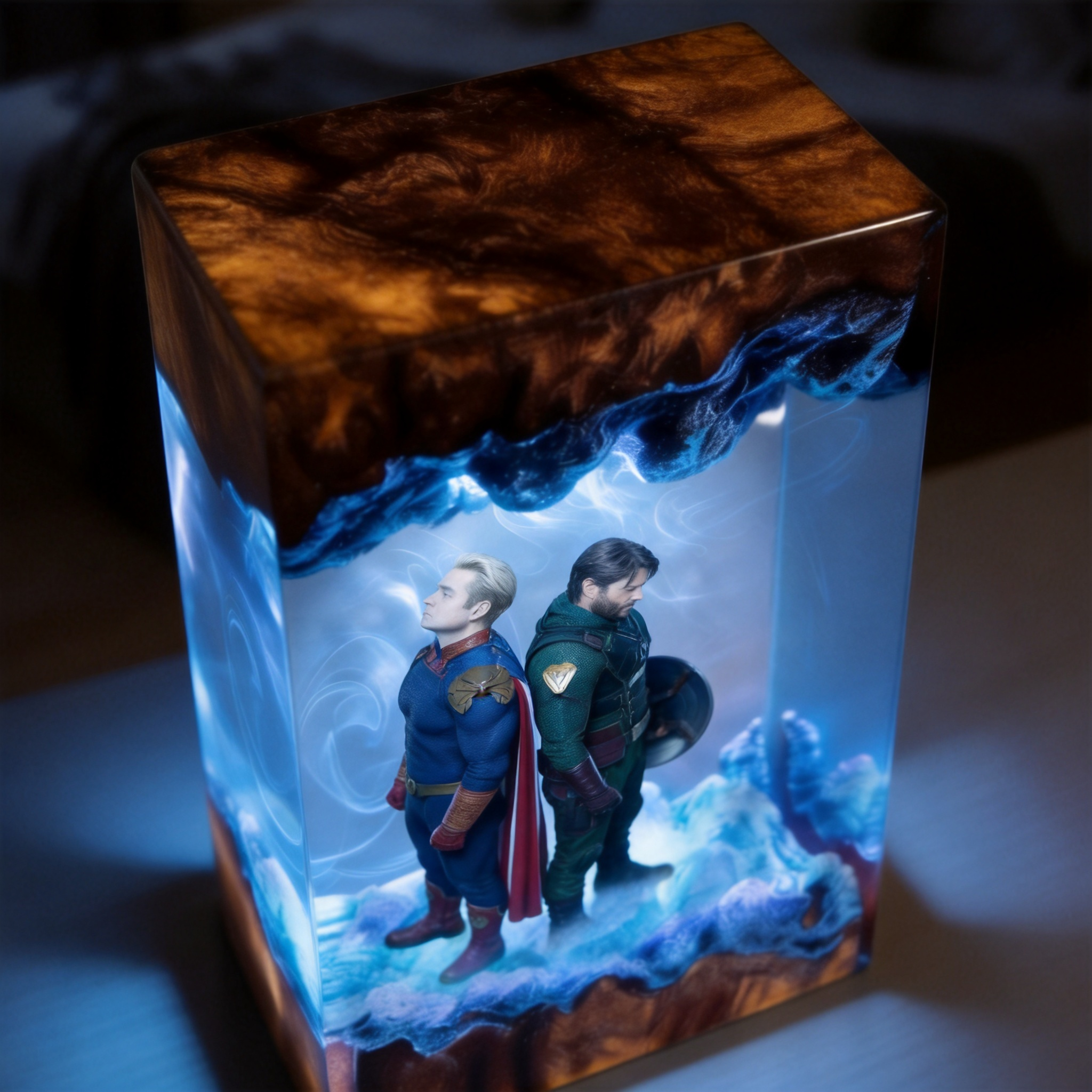 The Boys,Homelander resin lamp,Handmade Wood Epoxy Night Light,Gaming Room Decor
